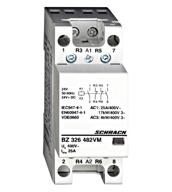  BZ326482VM Контактор модульный 25А, 2НО+2НЗ, кат. 24В AC/DC
