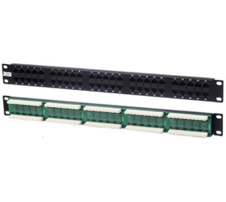 Патч-панель 19", 1U, 50 портов RJ-45, категория 5, Dual IDC (комп. раскладка, 2 пары на порт 1,2,3,6