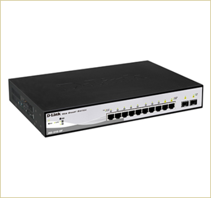 Коммутатор D-Link WebSmart проектный, с 8 портами10/100/1000Base-T+2 комбо-портами 1000Base-T/Min