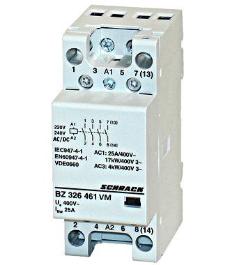 BZ326461VM Контактор модульный, 4НО, 25А, катушка 230В АС/DC